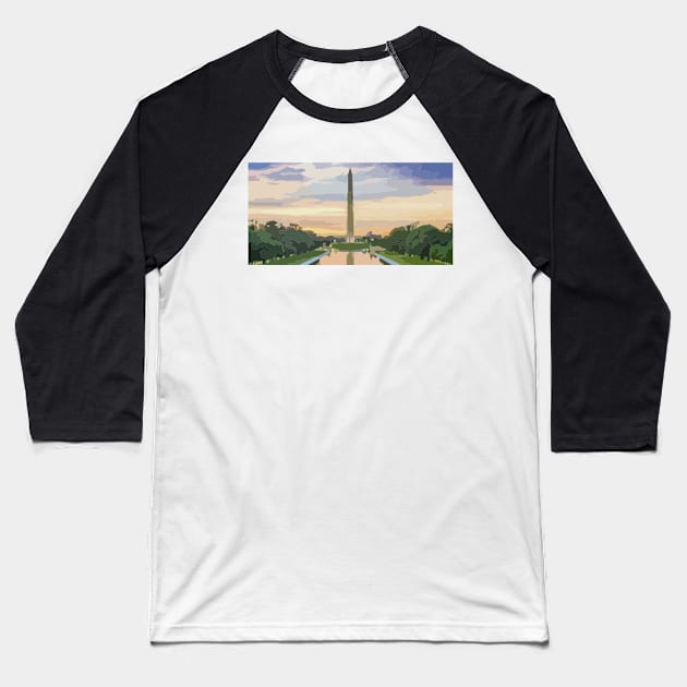 Washington Monument Abstract Painting Baseball T-Shirt by gktb